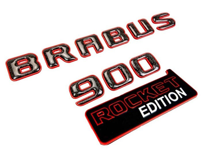 Brabus 900 Rocket Edition Rear Emblem Red with Black Metal Carbon Badge for Mercedes-Benz Cars
